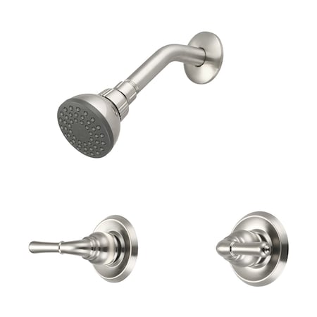 Olympia Faucets Two Handle Tub/Shower Set, IPS, Wallmount, Brushed Nickel, Weight: 5.5 P-1230-BN